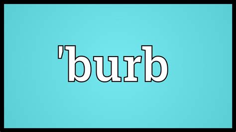 Burb Definition & Meaning .